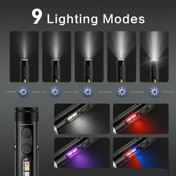 Sakerplus® 5-In-1 Rechargeable Keychain Survival Flashlight