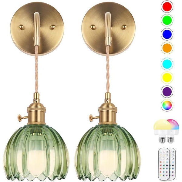 Sakerplus Battery-Powered RGB Wall Sconce Set