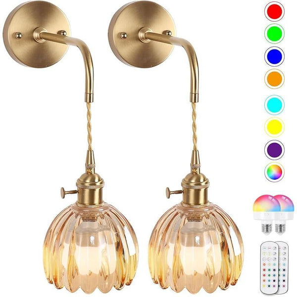 Sakerplus Battery-Powered RGB Wall Sconce Set