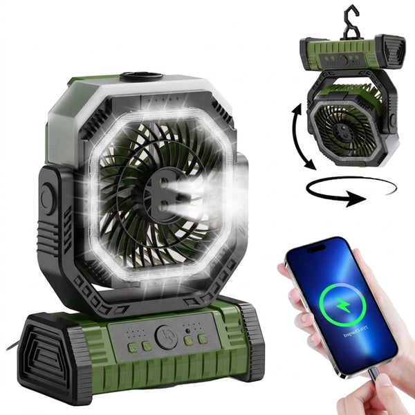 Sakerplus® Rechargeable Outdoor Camping Fan Light