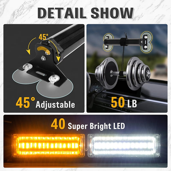 Sakerplus® Windshield Emergency Traffic Advisor Strobe Light Bar