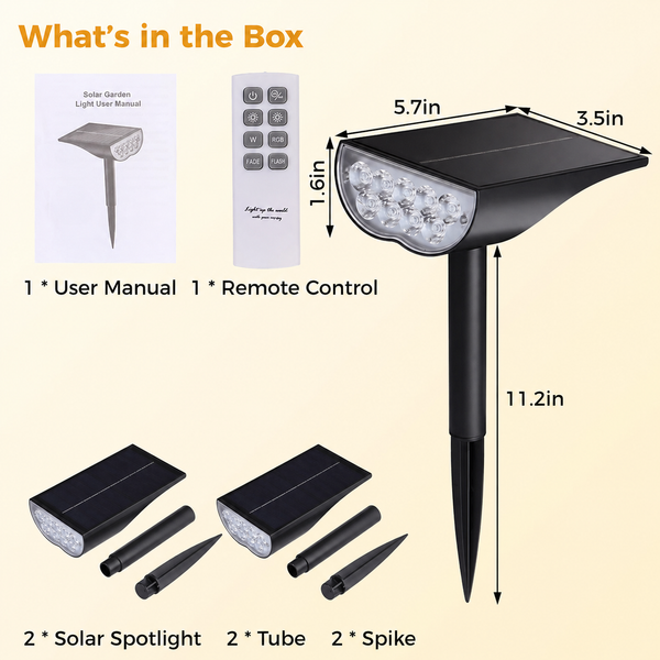 Sakerplus® Waterproof Solar Lights Outdoor RGB Spotlight