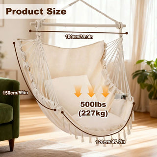 Sakerplus® Extra Large Macrame Hanging Swing Seat