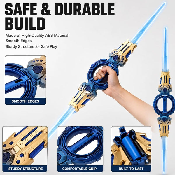 Sakerplus® Retractable Rotating Dual Blade Light Up Sword