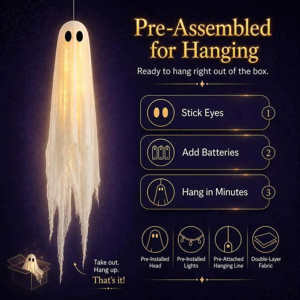 Sakerplus® Oversized Pre-Assembled Hanging Ghost Decorations