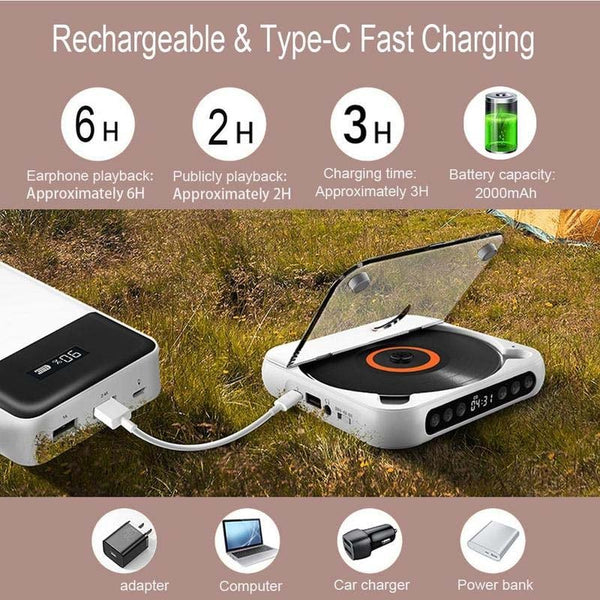 Sakerplus Portable Bluetooth-compatible CD Player