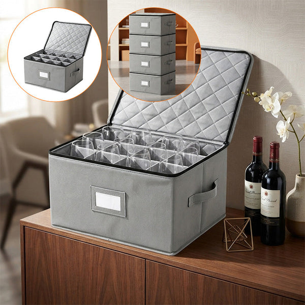 Sakerplus® Stackable Drinkware Storage Box With Dividers