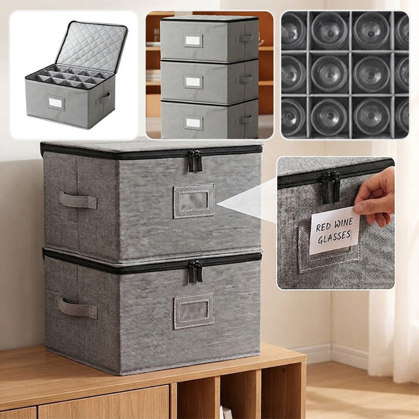 Sakerplus® Stackable Drinkware Storage Box With Dividers