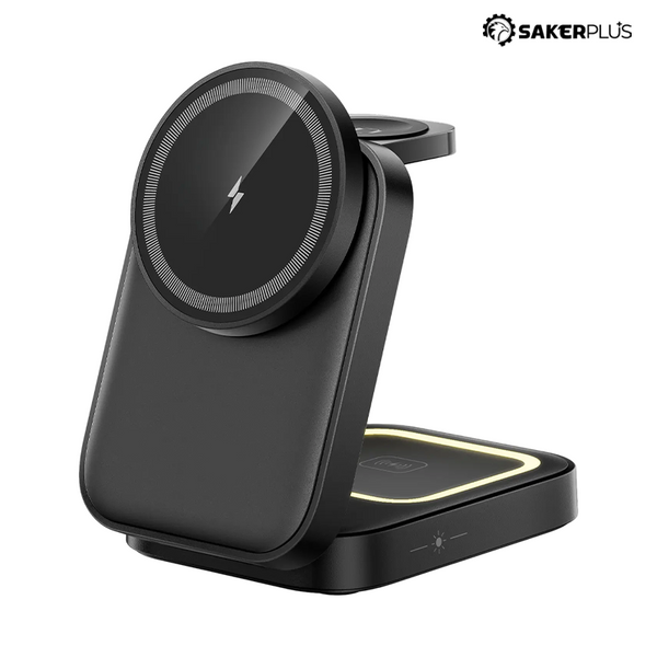 Sakerplus® 3-In-1 Foldable Magnetic Wireless Charging Station