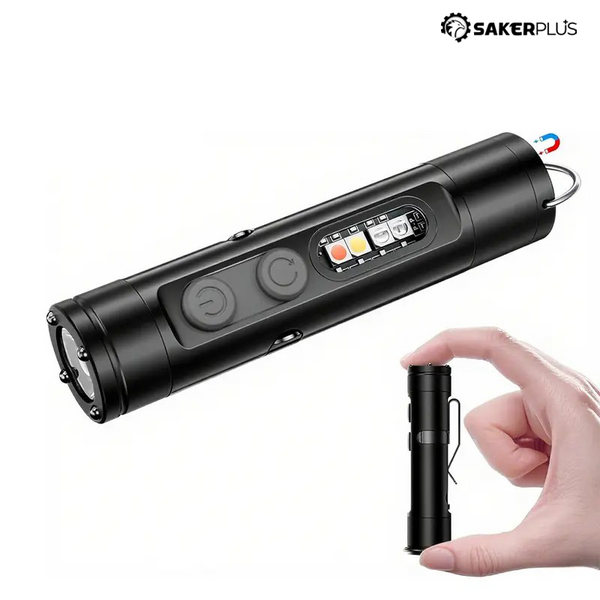 Sakerplus® 5-In-1 Rechargeable Keychain Survival Flashlight