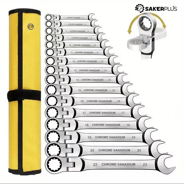 Sakerplus® Flex Head Ratcheting Wrench Set