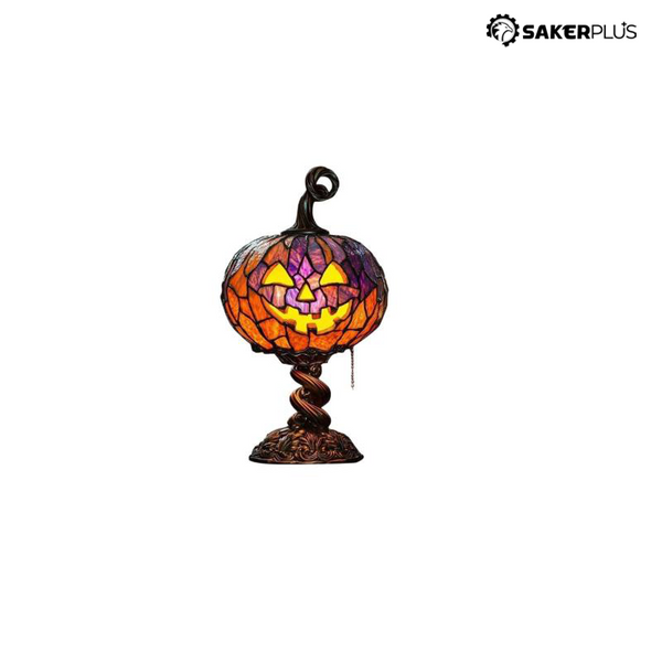 Sakerplus® Stained Glass Halloween Pumpkin Table Lamp