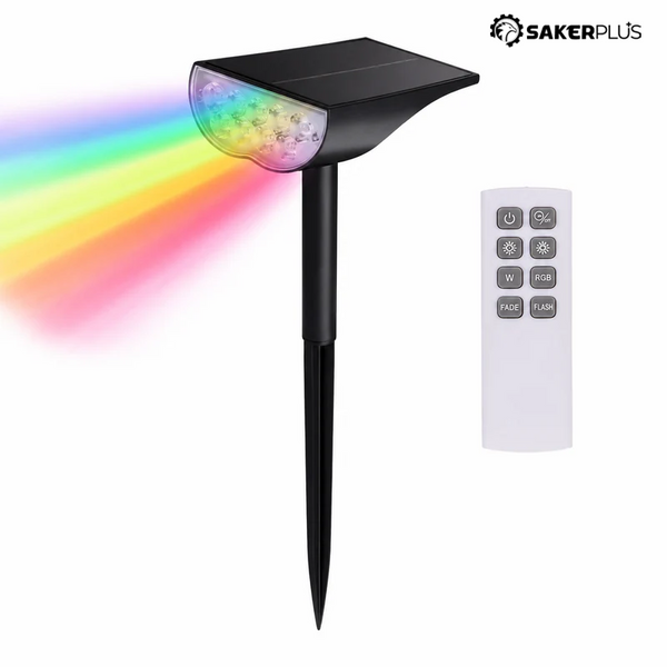 Sakerplus® Waterproof Solar Lights Outdoor RGB Spotlight