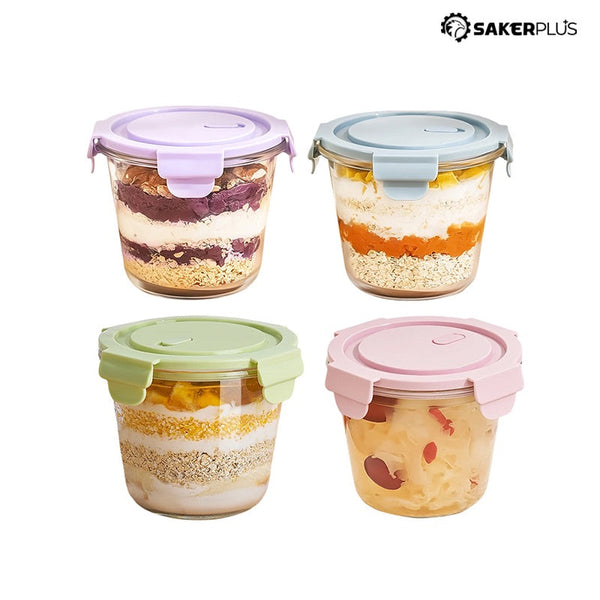 Sakerplus® Lidded Glass Food Storage Bowl Set
