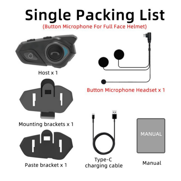 Sakerplus® Bluetooth Motorcycle Helmet Intercom System