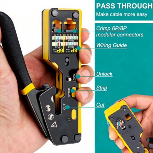 Sakerplus® Multifunction RJ45 Pass Through Crimping Tool