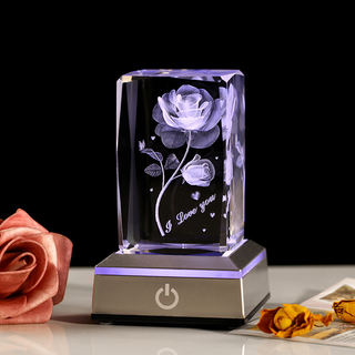 Sakerplus® 3D Rose Crystal Night Lamp