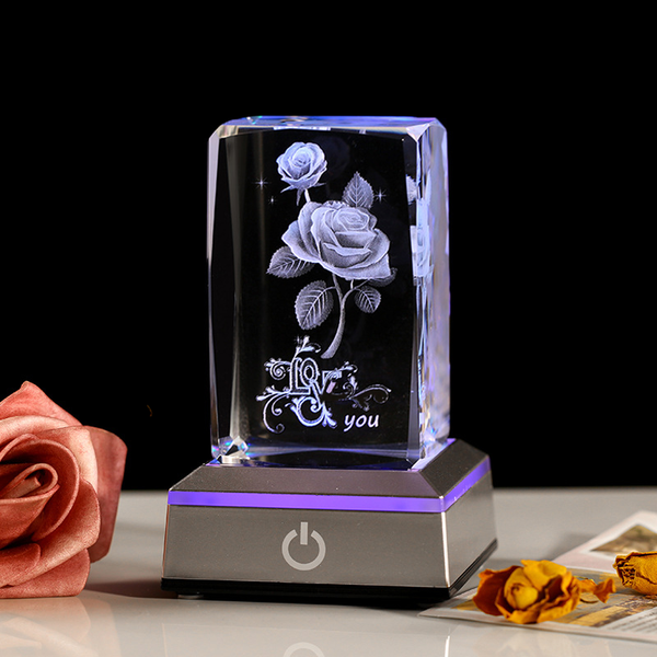 Sakerplus® 3D Rose Crystal Night Lamp