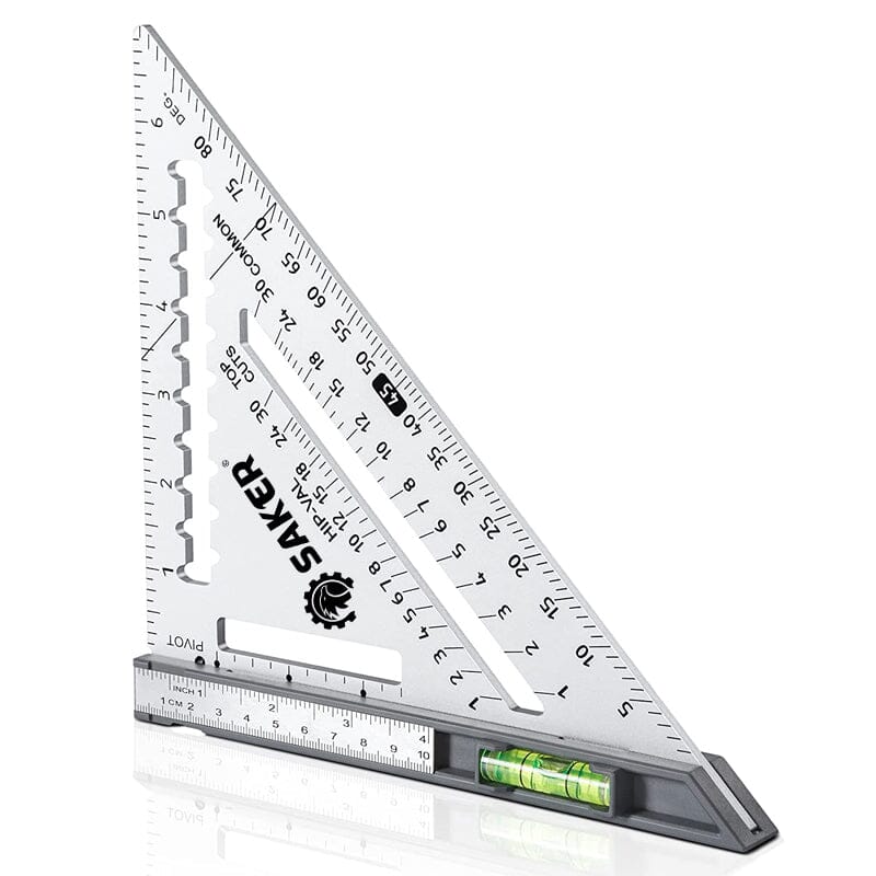 7 Inch Aluminum Alloy Triangle Rafter Square - Double Scale Angle Ruler For Carpentry