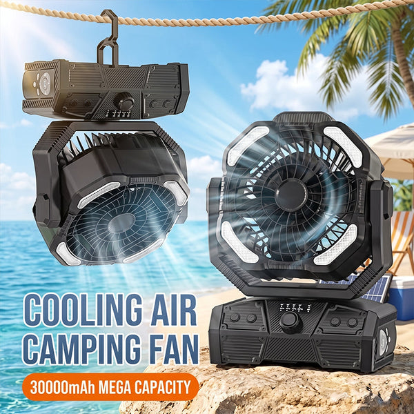 Sakerplus® Rechargeable Portable Camping Fan With LED Light