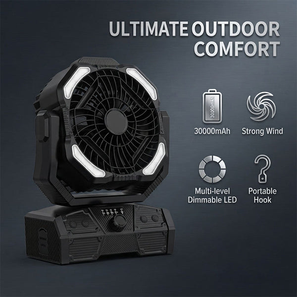 Sakerplus® Rechargeable Portable Camping Fan With LED Light