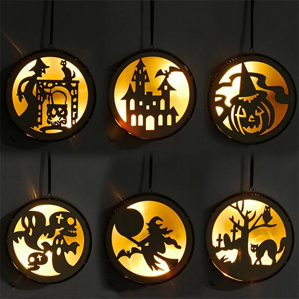 Saker Halloween Hanging Wooden Light (6 pcs)