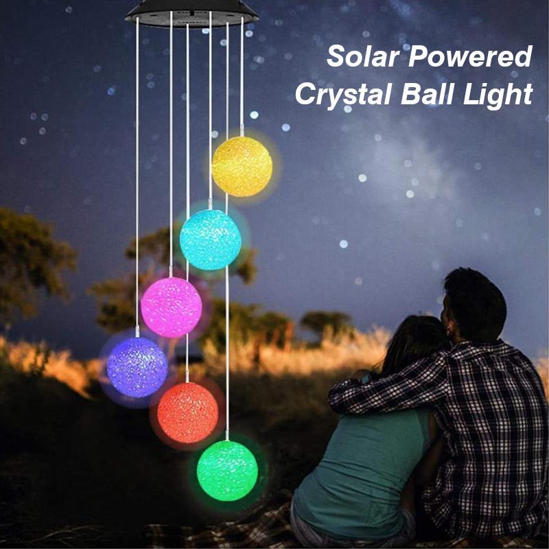 Outdoor Solar Powered Crystal Ball Light Wind Chime Lights