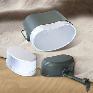 Green  Mess Kit Tin with Leather Strap Dinner Box