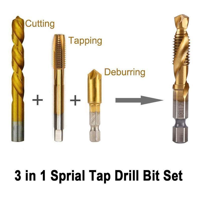 6 Pieces Metric Thread Tap Drill Bits Set