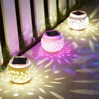 Solar-Powered LED Ceramic Night Lights